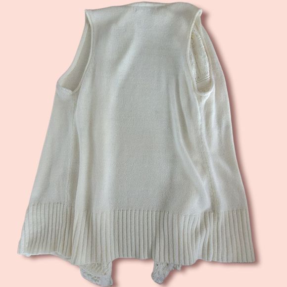 Xs crochet gap boho chic cream duster sleeveless open front cardigan - Picture 2 of 3